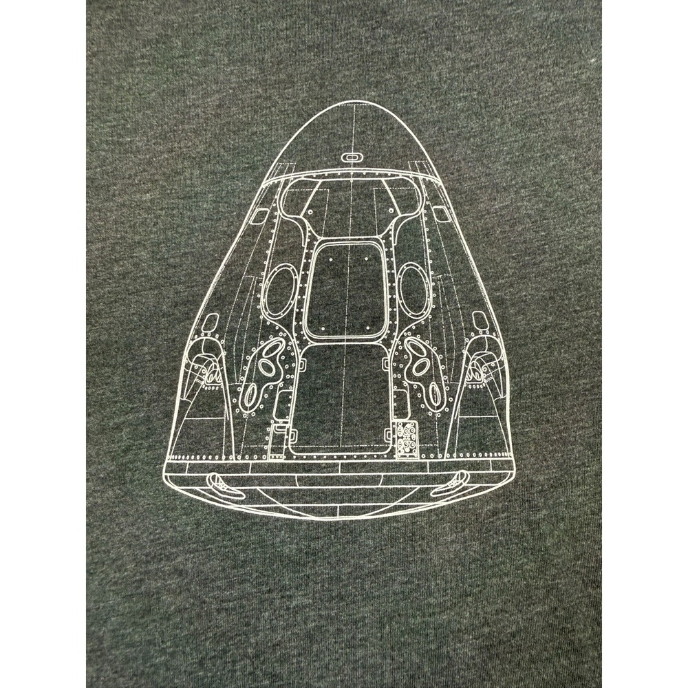 SPACEX T Shirt Womens Large Gray Dragon Capsule Blueprint Graphic NEW - Picture 8 of 11